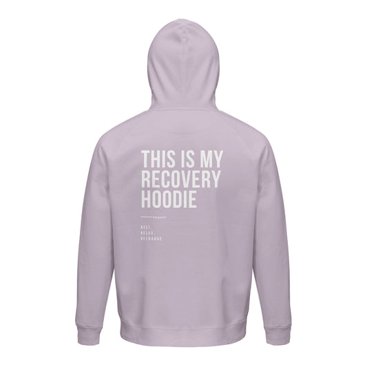 Unisex Hoodie „This is my recovery hoodie” von beyond mit Kapuze und Bauchtasche
