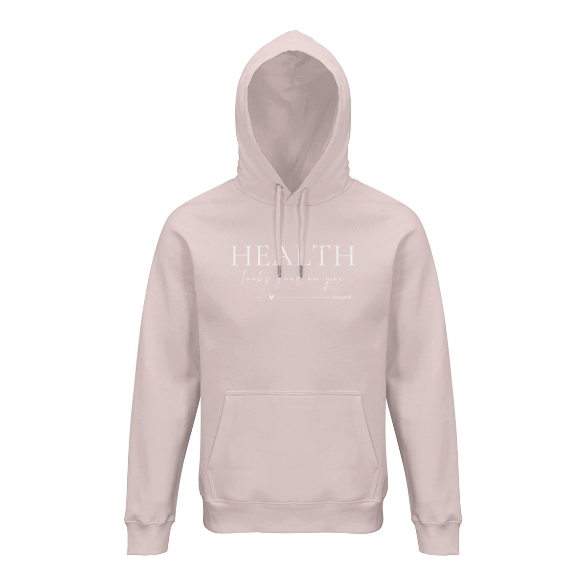 Unisex Hoodie „Health looks good on you” von beyond mit Kapuze und Bauchtasche