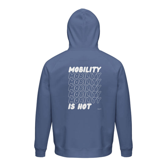 Unisex Hoodie „Mobility is hot” von beyond mit Kapuze und Bauchtasche